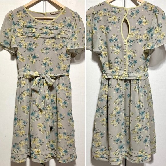 ModCloth Darling Watercolor Floral Flutter Sleeve Retro Dress, Small - Picture 12 of 12